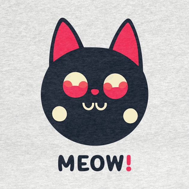 Meow! || Black Cat With Red Eyes Vector Art by Mad Swell Designs